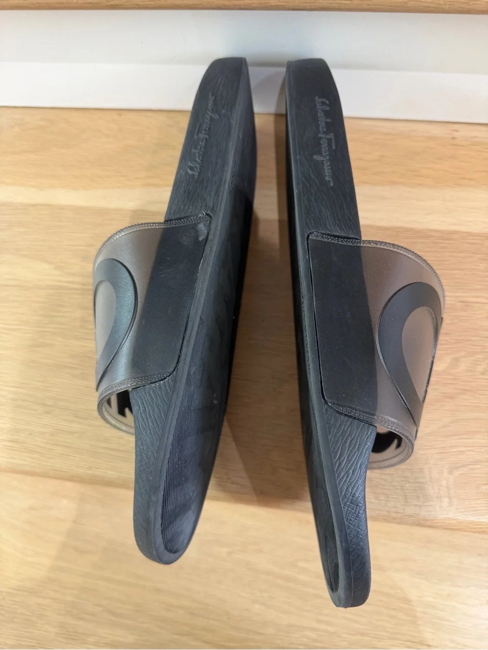 Salvatore Ferragamo Black Logo Slide Sandal